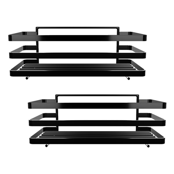 Duschablage ohne Bohren Pertunmaa 2er Set 25x12x7,5cm Schwarz [en.casa]