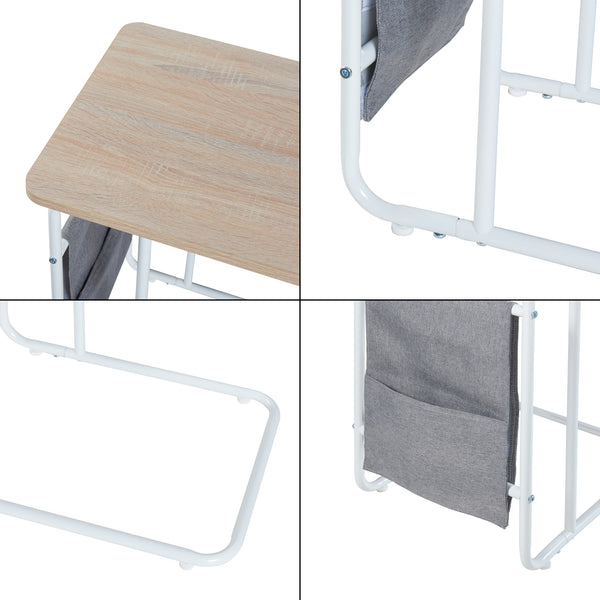 Laptoptisch Dyrøy 56x48x37cm Weiß/Eiche [en.casa]
