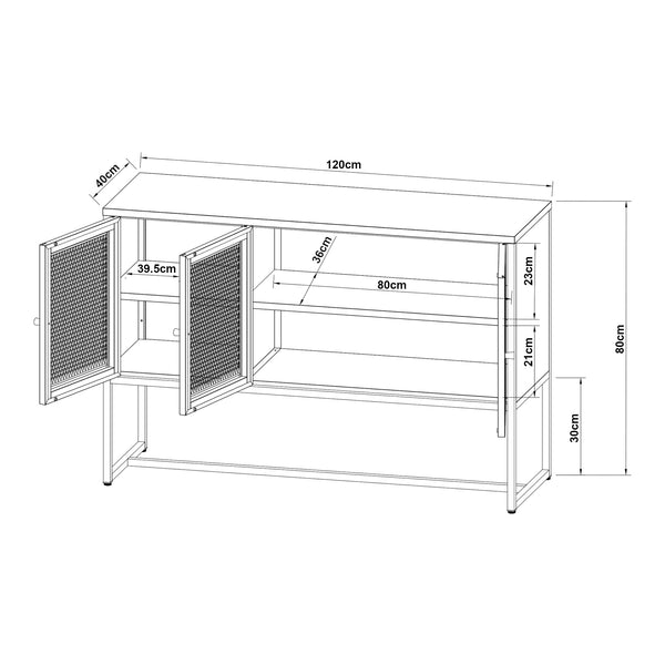 Sideboard Sund mit 3 Türen Stahl Grau [en.casa]