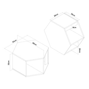 Couchtischset Molde 2-tlg. Schwarz/Walnussoptik [en.casa]