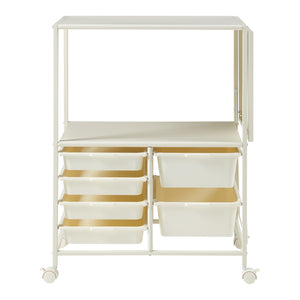 Rollwagen Sørfold mit Kästen 100x37x85cm Weiß [en.casa]