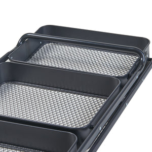 Rollwagen Vörå mit 3 Ebenen 88x45x30cm Schwarz [en.casa]