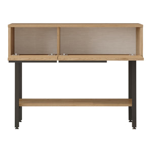 Konsolentisch Kvænangen 100x30x76 cm Eiche/Rattanoptik [en.casa]