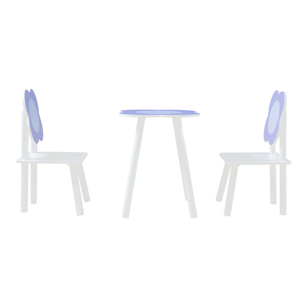 Kindersitzgruppe Simrishamn mit Blumen-Design Weiß/Lila [en.casa]
