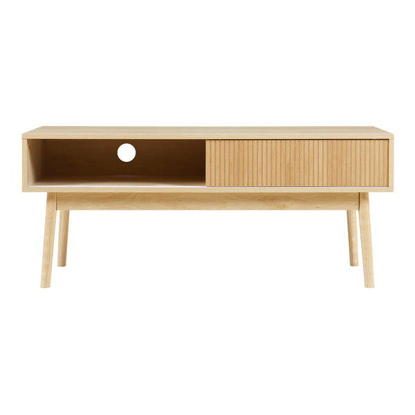 Fernsehtisch Landskrona 115x40x48 cm mit zwei Schiebetüren Eicheoptik [en.casa]