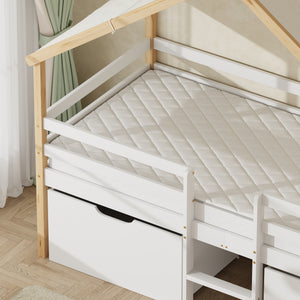 Hausbett Surnadal 90x200 cm Kiefernholz Weiß/Natur [en.casa]