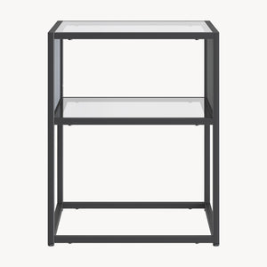 Beistelltisch Tronevn mit Glasplatte 50x40x40 cm Schwarz [en.casa]