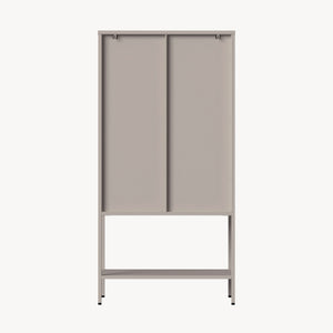 Vitrinenschrank Klippestad Stahl 160x80x35 cm Kamelfarben [en.casa]