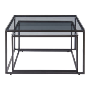 Couchtisch 2er Set Tromlaslo Rauchglas, grau [en.casa]