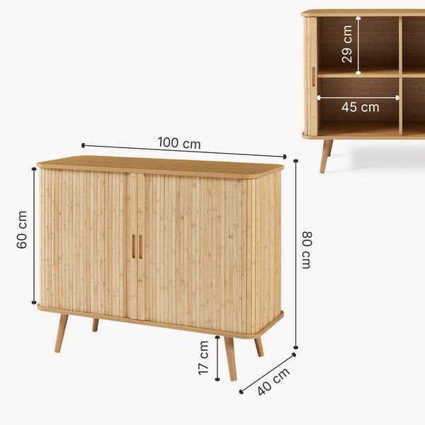 Beistellschrank Nordkapp 100x40x80 cm Bambus [en.casa]