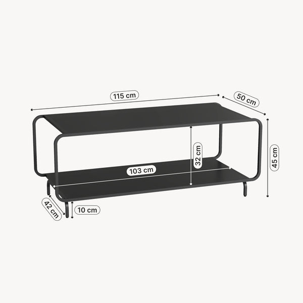 Couchtisch Færder 115x50x45 cm Stahl Schwarz [en.casa]