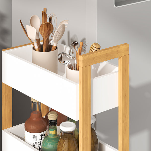 Rollwagen Varulta 80x41x20 cm Natur/Weiß [en.casa]