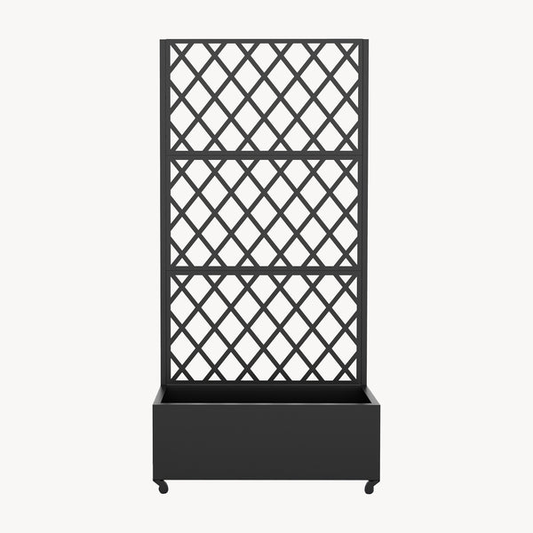 Trennwand Malja mit Blumenkasten Stahl 190x82x38 cm Schwarz [casa.pro]