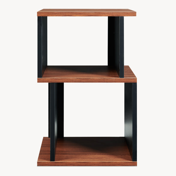 Beistelltisch 'Trond' mit 2 offenen Fächern 50 x 33 x 29 cm Schwarz/Walnussoptik