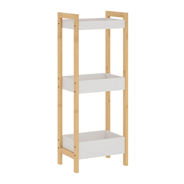 Badregal Anun mit 3 Ebenen 75x28x20 cm Bambus Natur/Weiß [en.casa]