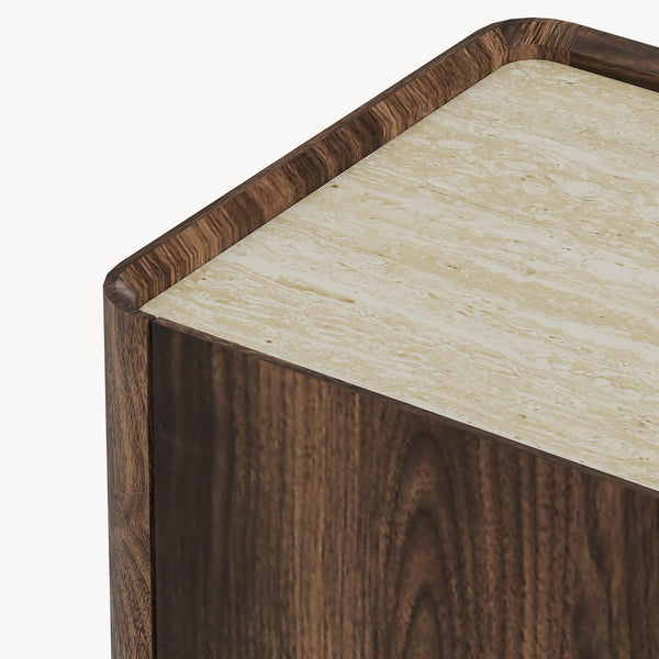 Sideboard Trorlon 160x40x83 cm Walnussoptik/Travertin [en.casa]