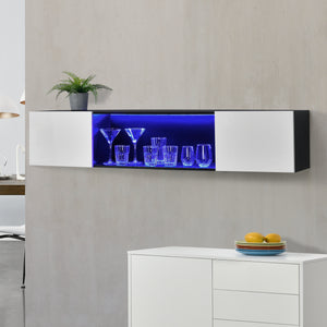 Hängeboard Thabong 150x30x30 cm mit LED Beleuchtung Schwarz/Weiß en.casa