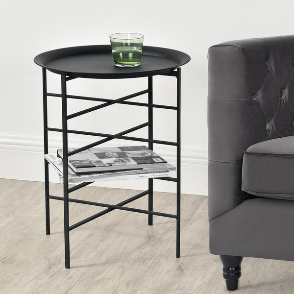 Beistelltisch Wiltz 40x40x53 cm Metall Schwarz en.casa