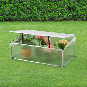 Frühbeet Hoorn mit Zweigeteiltem Dach 100x60x40 cm Aluminium Polycarbonat en.casa