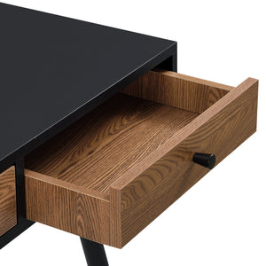 Schreibtisch Tumba 115x48x75cm Schwarz/Dunkler Holzton en.casa