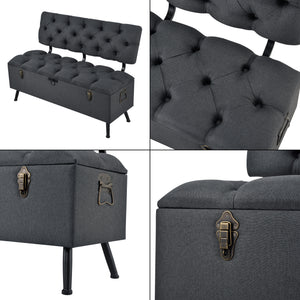 Sitztruhe Malmöhus 110x48x75cm Dunkelgrau [en.casa]
