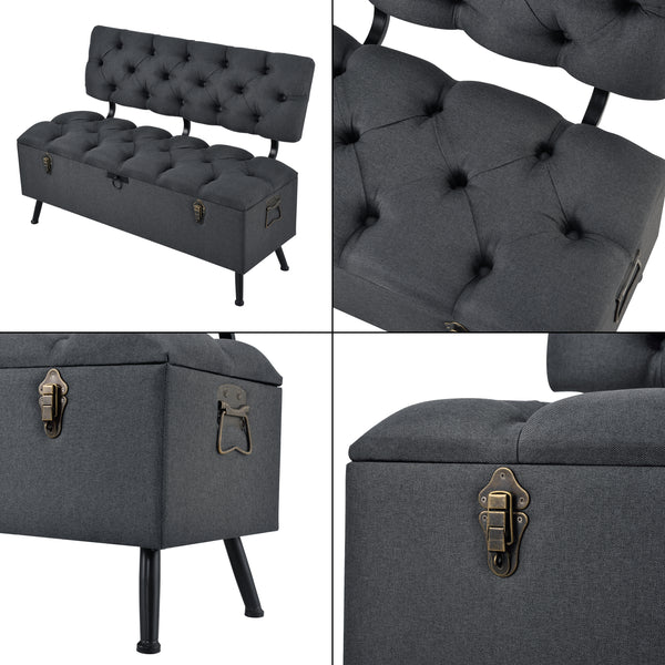 Sitztruhe Malmöhus 110x48x75cm Dunkelgrau [en.casa]