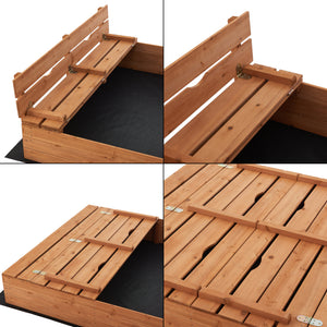 Sandkasten Campillos mit Sitzmöglichkeit 23,5x118x114 cm Holz Natur [en.casa]