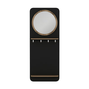 Garderobenpaneel Helsinge mit Spiegel 150x60x15 cm Schwarz [en.casa]