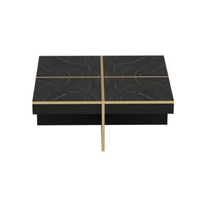 Couchtisch Fjerritslev 35x90x90 cm Marmoroptik Schwarz [en.casa]