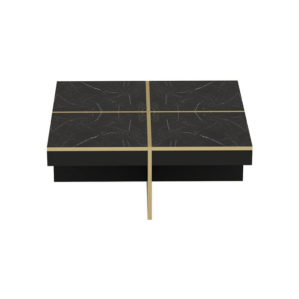 Couchtisch Fjerritslev 35x90x90 cm Marmoroptik Schwarz [en.casa]