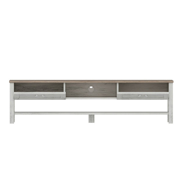 Fernsehtisch Hashøj mit 2 Staufächern Eicheoptik / Weiß, antik [en.casa]