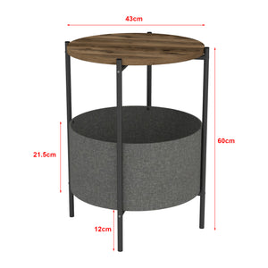 Beistelltisch Hofors 60x43cm Anthrazit / Eichenoptik, antik [en.casa]