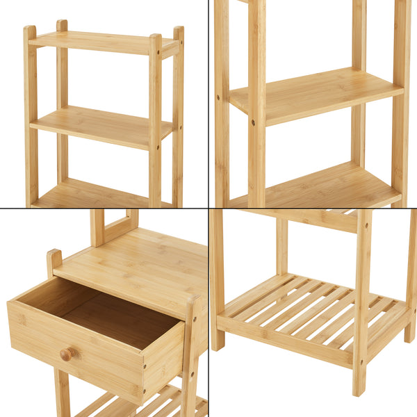 Standregal Siilinjärvi aus Bambus 163 x 33 x 28 cm bis 5 kg Natur [en.casa]