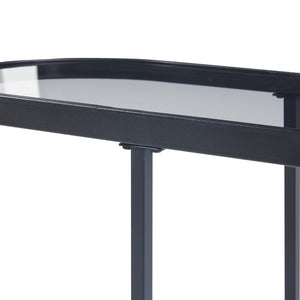 Beistelltisch Luleå mit Glasplatte Schwarz [en.casa]