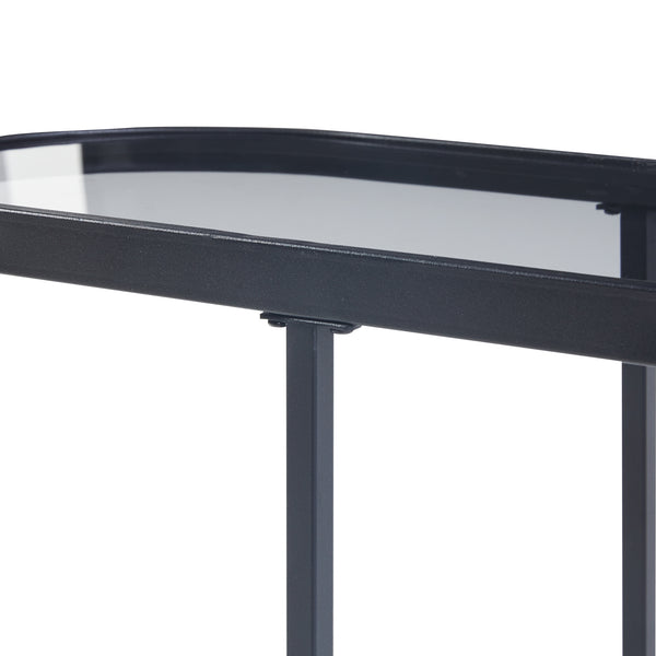 Beistelltisch Luleå mit Glasplatte Schwarz [en.casa]