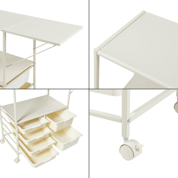 Rollwagen Sørfold mit Kästen 100x37x85cm Weiß [en.casa]