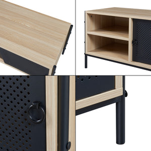 TV Schrank Tysnes 120x40x45 cm Eichenoptik/Schwarz [en.casa]