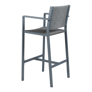 Outdoor-Barstuhl 2er Set Avise Aluminium Dunkelgrau [casa.pro]