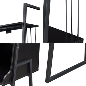 Schreibtisch Storfjord mit Leiterregal 184x80x40cm Schwarz [en.casa]