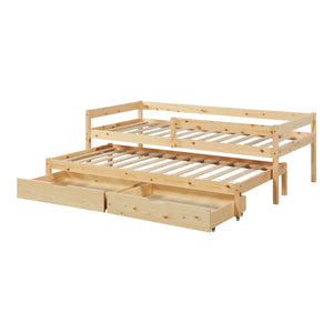 Doppel-Kinderbett Sonkajärvi mit Matratze 90x200cm Natur [en.casa]