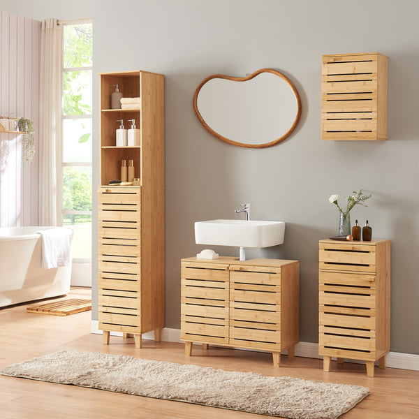 Hängeschrank Epind 50x33x20 cm Bambus Natur [en.casa]