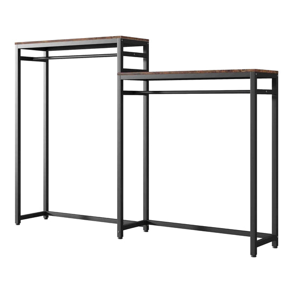 Garderobenständer Skestbyena aus zwei Elementen 140x240x40 cm Schwarz/Walnussoptik [en.casa]