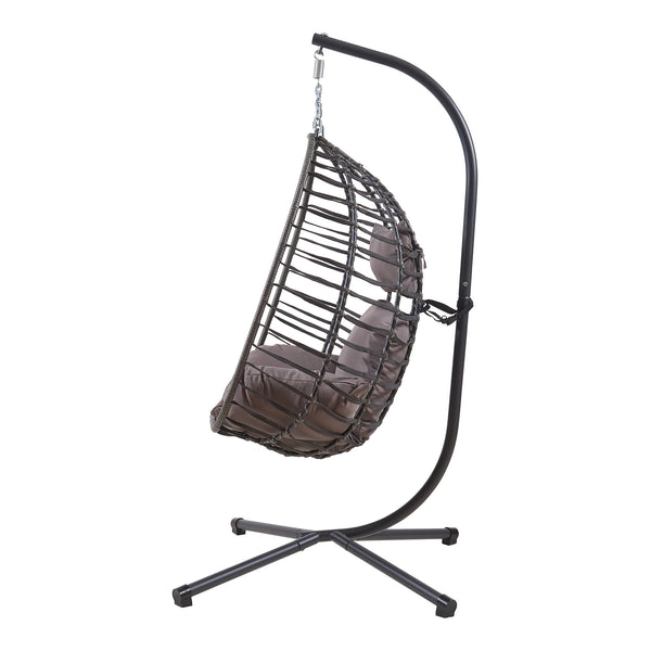 Hängesessel Kandsvas mit Gestell 198x110x95 cm Grau [en.casa]