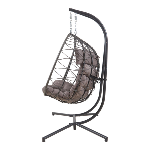 Doppel-Hängesessel Skense mit Gestell 198x156x98 cm Grau [en.casa]