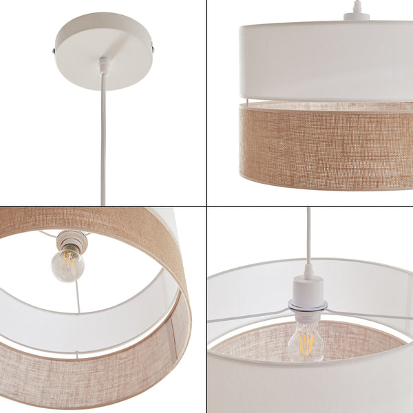 Hängeleuchte Barton Weiß/Leinenoptik [lux.pro]