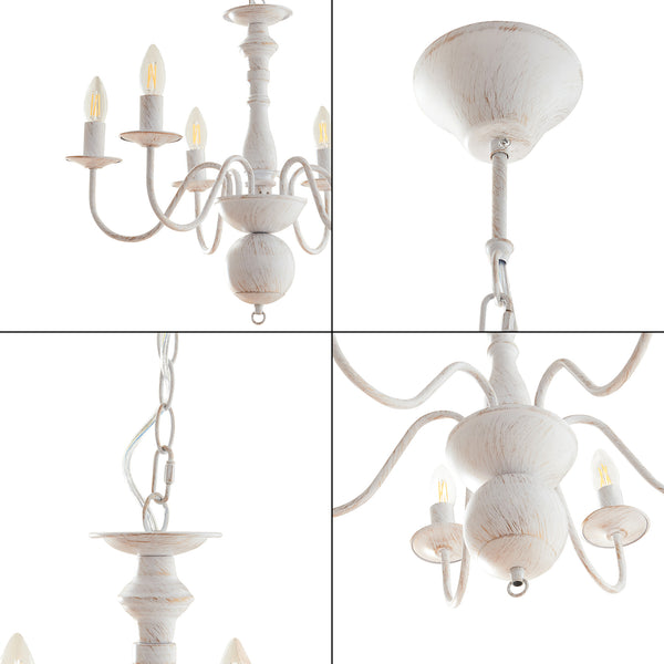 Kronleuchter Berkeley Metall Vintage-Weiß [lux.pro]