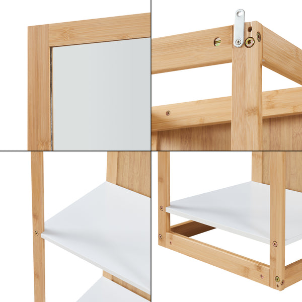 Spiegelregal As 170x40x35 cm Bambus [en.casa]
