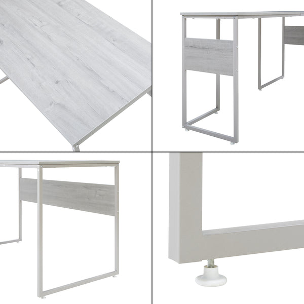 Schreibtisch Karlstang L-förmig 166x120x75 cm Hellgrau [en.casa]