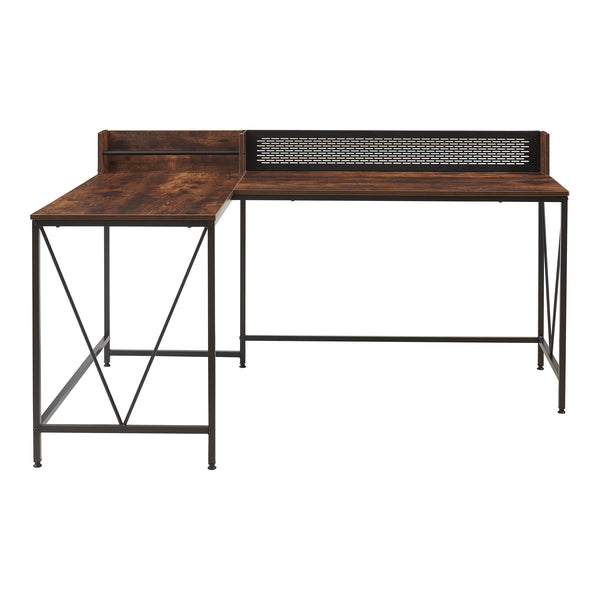 Schreibtisch Frelvepirg mit Rückwand L-förmig 165x110x75 cm Walnussoptik [en.casa]