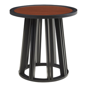 Beistelltisch Burgess 51xØ51 cm Schwarz/Walnussoptik [en.casa]